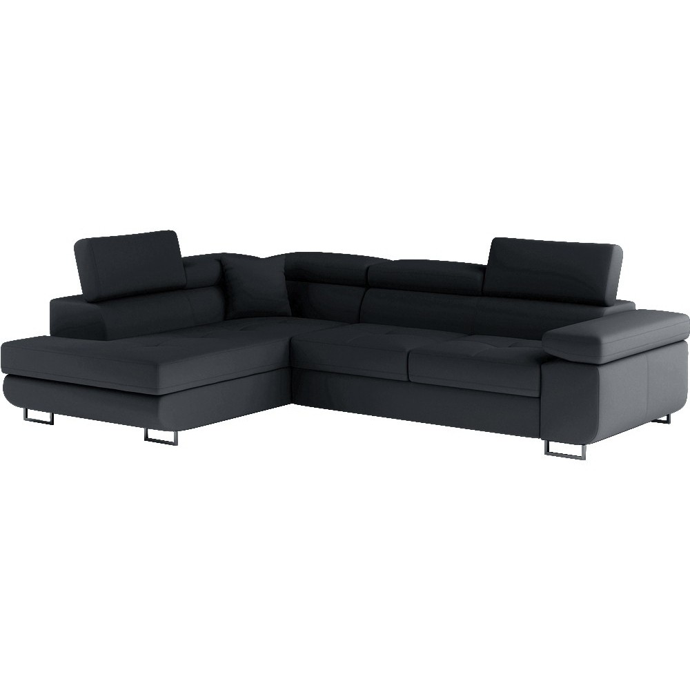 Canapé d'angle convertible en simili cuir 5 places, ANVERS SIMILI, noir, angle gauche Canapé d'angle convertible en simili cuir 5 places, ANVERS SIMILI, noir, angle gauche
