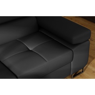 Canapé d'angle convertible en simili cuir 5 places, ANVERS SIMILI, noir, angle gauche
