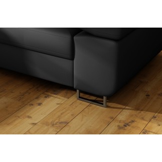 Canapé d'angle convertible en simili cuir 5 places, ANVERS SIMILI, noir, angle gauche
