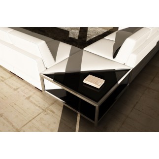 Canapé d'angle en cuir italien 6/7 places LOFT, blanc