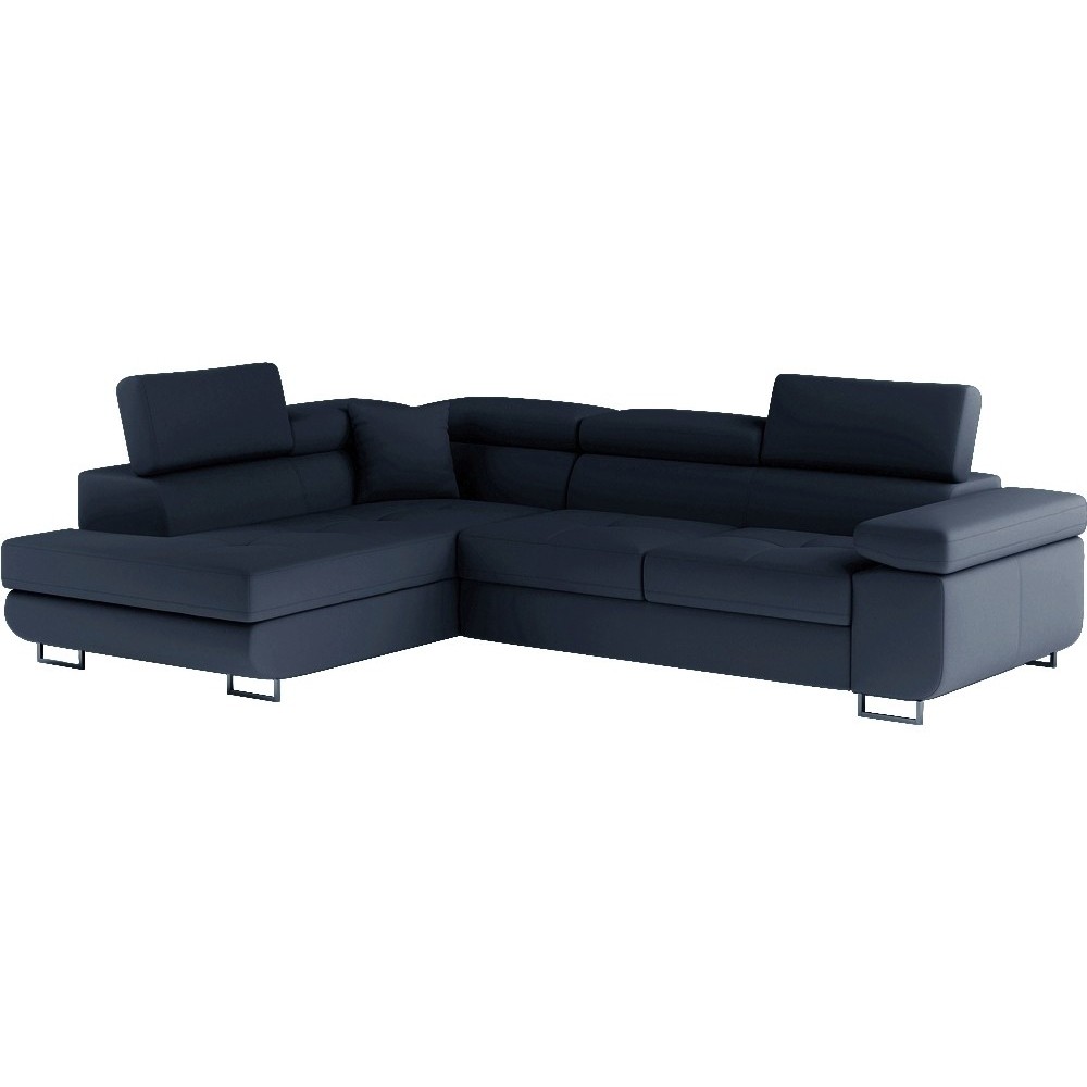 Canapé d'angle convertible en simili cuir 5 places, ANVERS SIMILI, bleu foncé, angle gauche Canapé d'angle convertible en simili cuir 5 places, ANVERS SIMILI, bleu foncé, angle gauche