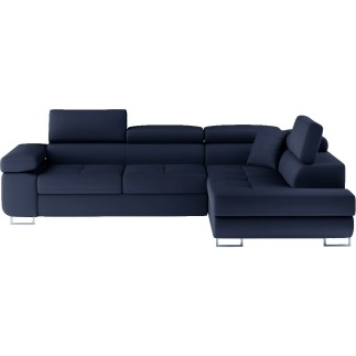 Canapé d'angle convertible en simili cuir 5 places, ANVERS SIMILI, bleu foncé, angle droit