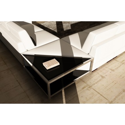 Canapé d'angle en cuir italien 6/7 places LOFT, blanc, angle droit