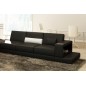 Canapé d'angle en cuir italien 6/7 places LOFT, noir, angle gauche