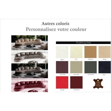 Canapé d'angle - en cuir italien 7 places SICILE, couleur personnalisée, angle gauche