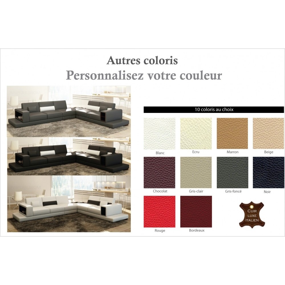 Canapé d'angle en cuir italien 6/7 places LOFT, couleur personnalisée, angle droit Canapé d'angle en cuir italien 6/7 places LOFT, couleur personnalisée, angle droit