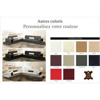 Canapé d'angle en cuir italien 6/7 places LOFT, couleur personnalisée