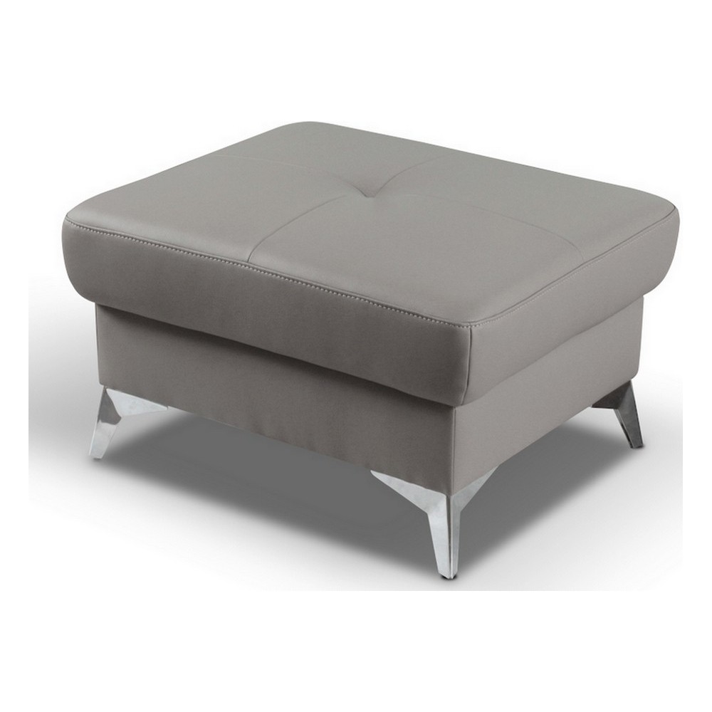 Pouf SORENO en cuir italien haut de gamme vachette, coloris gris, Gris clair Pouf SORENO en cuir italien haut de gamme vachette, coloris gris, Gris clair