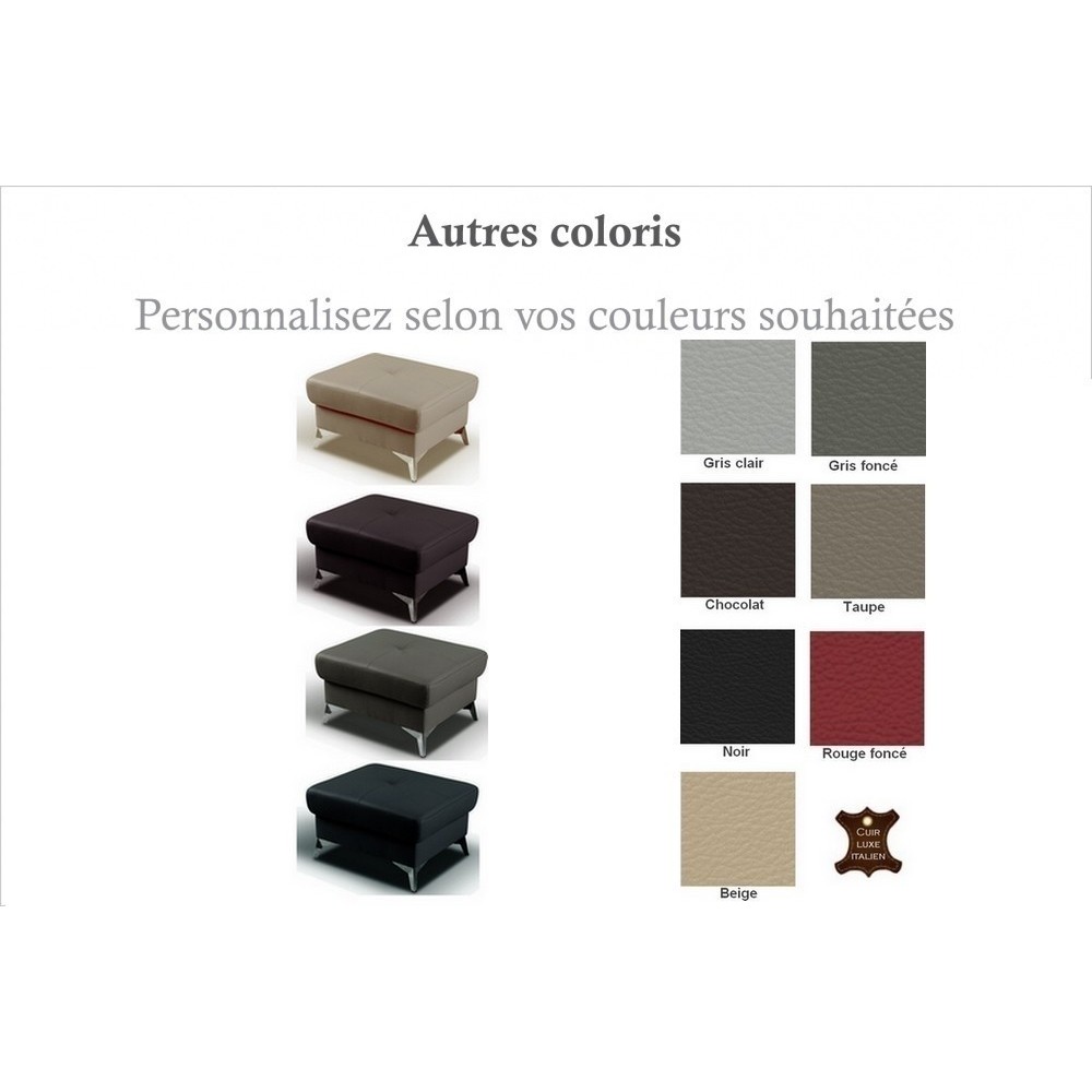 Pouf SORENO en cuir italien haut de gamme vachette, couleur personnalisée Pouf SORENO en cuir italien haut de gamme vachette, couleur personnalisée