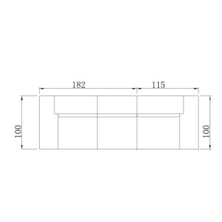 Canapé droit en cuir italien 4 places SUEDO, marron (sans la partie pouf de 85 cm)