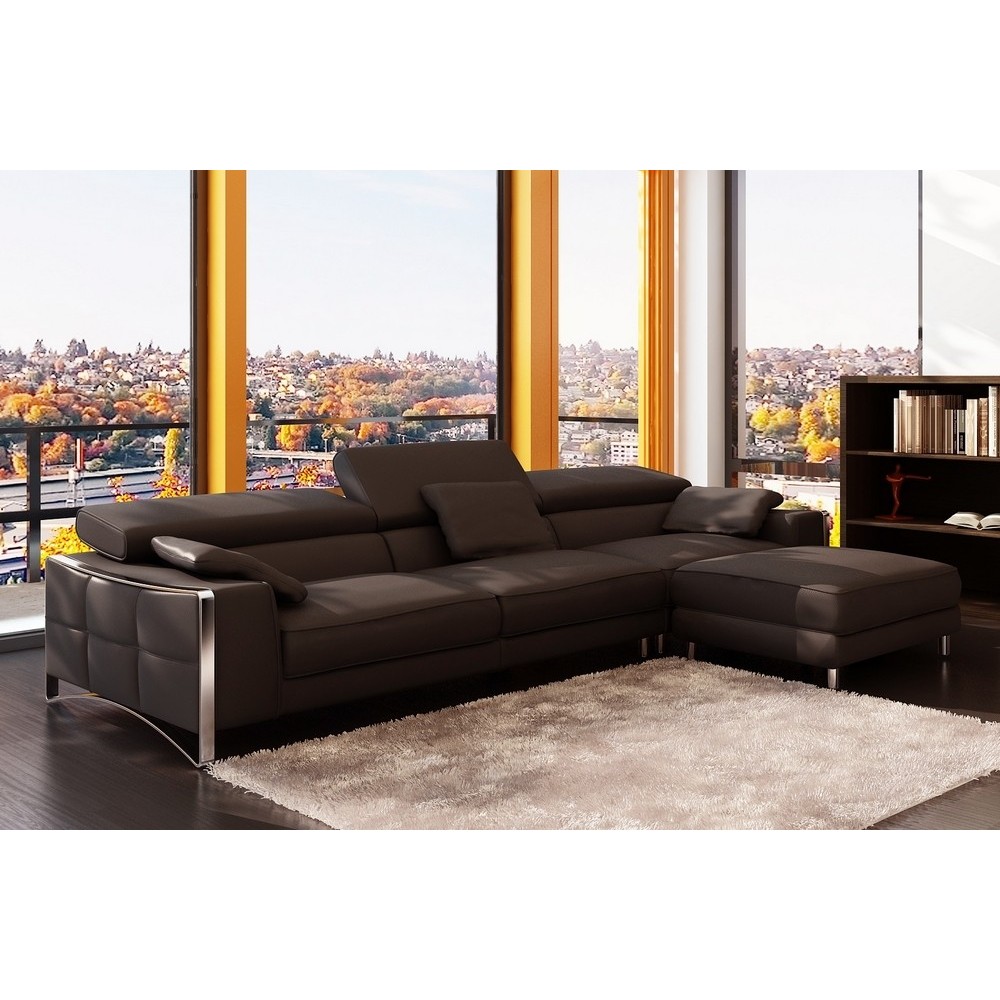Canapé droit en cuir italien 4 places SUEDO, chocolat (sans la partie pouf de 85 cm) Canapé droit en cuir italien 4 places SUEDO, chocolat (sans la partie pouf de 85 cm)