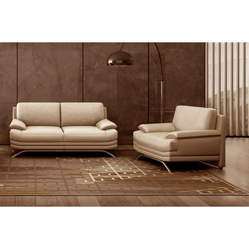 Ensemble de 2 canapés 3+2 : Canapé 3 places + canapé 2 places, en cuir LUXE italien MARINI, beige Ensemble de 2 canapés 3+2 : Canapé 3 places + canapé 2 places, en cuir LUXE italien MARINI, beige