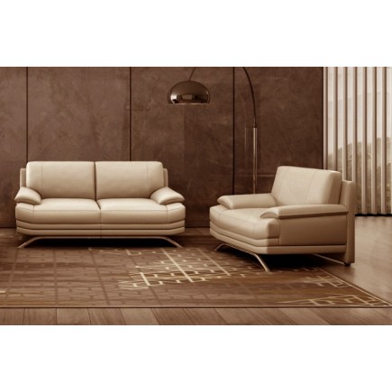 Ensemble de 2 canapés 3+2 : Canapé 3 places + canapé 2 places, en cuir LUXE italien MARINI, beige