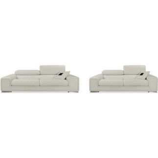 Acompte de la commande : Ensemble GENEVA 2 pièces: canapé 3 places + 2 places en cuir luxe italien vachette, blanc, total de la