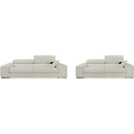 Acompte de la commande : Ensemble GENEVA 2 pièces: canapé 3 places + 2 places en cuir luxe italien vachette, blanc, total de la