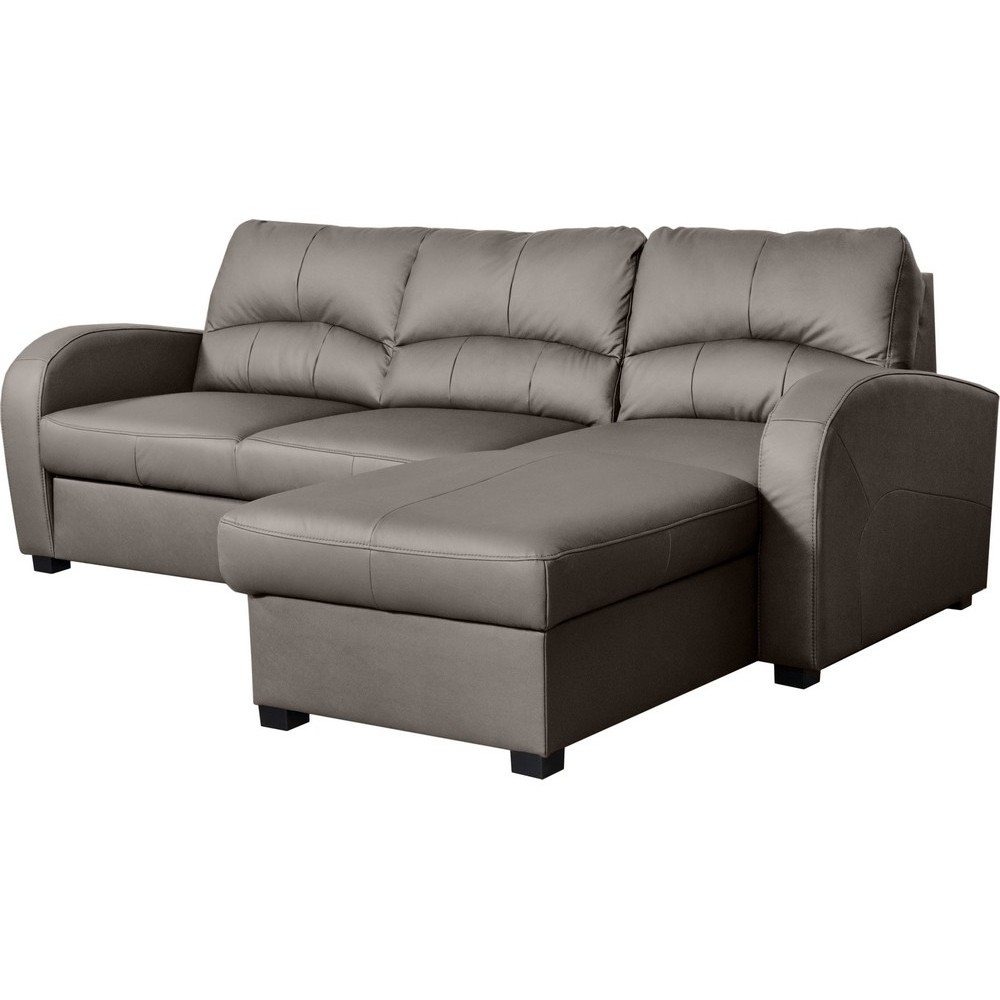 Canapé d'angle convertible en cuir de luxe italien , 4 places VALINO, taupe, angle droit Canapé d'angle convertible en cuir de luxe italien , 4 places VALINO, taupe, angle droit