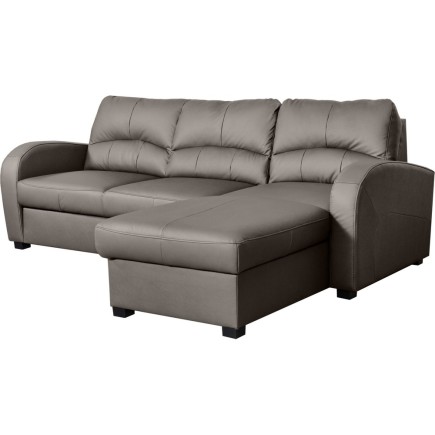 Canapé d'angle convertible en cuir de luxe italien , 4 places VALINO, taupe, angle droit