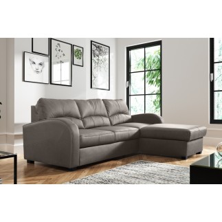 Canapé d'angle convertible en cuir de luxe italien , 4 places VALINO, taupe, angle droit