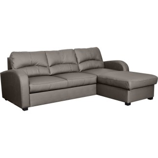 Canapé d'angle convertible en cuir de luxe italien , 4 places VALINO, taupe, angle droit