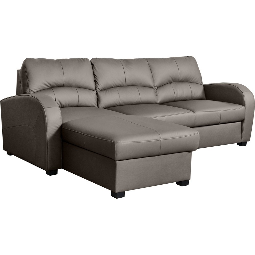 Canapé d'angle convertible - cuir luxe italien, 4 places VALINO, taupe, angle gauche Canapé d'angle convertible - cuir luxe italien, 4 places VALINO, taupe, angle gauche