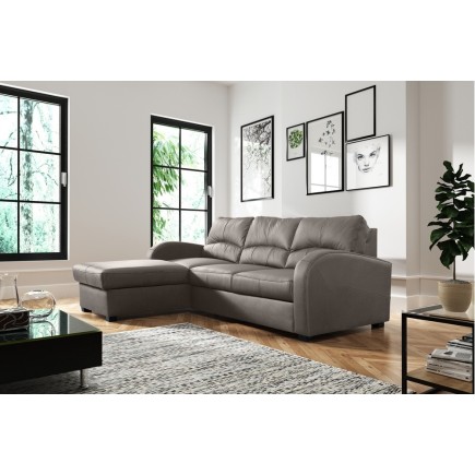 Canapé d'angle convertible - cuir luxe italien, 4 places VALINO, taupe, angle gauche