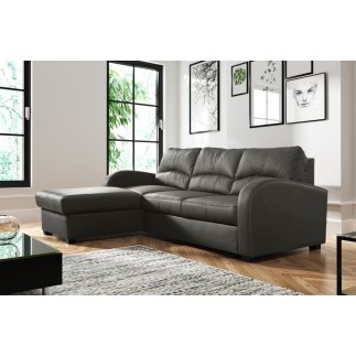 Canapé d'angle convertible - cuir luxe italien, 4 places VALINO, gris foncé, angle gauche