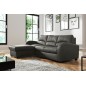 Canapé d'angle convertible - cuir luxe italien, 4 places VALINO, gris foncé, angle gauche Canapé d'angle convertible - cuir luxe italien, 4 places VALINO, gris foncé, angle gauche