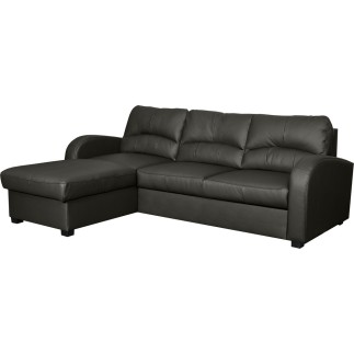Canapé d'angle convertible - cuir luxe italien, 4 places VALINO, gris foncé, angle gauche
