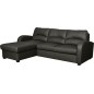 Canapé d'angle convertible - cuir luxe italien, 4 places VALINO, gris foncé, angle gauche Canapé d'angle convertible - cuir luxe italien, 4 places VALINO, gris foncé, angle gauche