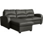 Canapé d'angle convertible - cuir luxe italien, 4 places VALINO, gris foncé, angle gauche Canapé d'angle convertible - cuir luxe italien, 4 places VALINO, gris foncé, angle gauche