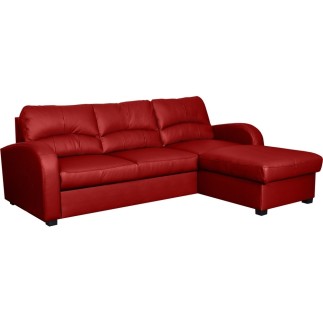 Canapé d'angle convertible en cuir de luxe italien , 4 places VALINO, rouge, angle droit