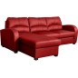 Canapé d'angle convertible - cuir luxe italien, 4 places VALINO, rouge, angle gauche Canapé d'angle convertible - cuir luxe italien, 4 places VALINO, rouge, angle gauche