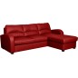 Canapé d'angle convertible - cuir luxe italien, 4 places VALINO, rouge, angle gauche Canapé d'angle convertible - cuir luxe italien, 4 places VALINO, rouge, angle gauche