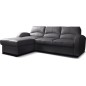 Canapé d'angle convertible - cuir luxe italien, 4 places VALINO, noir, angle gauche Canapé d'angle convertible - cuir luxe italien, 4 places VALINO, noir, angle gauche