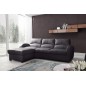 Canapé d'angle convertible - cuir luxe italien, 4 places VALINO, noir, angle gauche Canapé d'angle convertible - cuir luxe italien, 4 places VALINO, noir, angle gauche