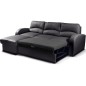 Canapé d'angle convertible - cuir luxe italien, 4 places VALINO, noir, angle gauche Canapé d'angle convertible - cuir luxe italien, 4 places VALINO, noir, angle gauche