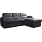 Canapé d'angle convertible en cuir de luxe italien , 4 places VALINO, noir, angle droit Canapé d'angle convertible en cuir de luxe italien , 4 places VALINO, noir, angle droit