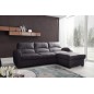 Canapé d'angle convertible en cuir de luxe italien , 4 places VALINO, noir, angle droit Canapé d'angle convertible en cuir de luxe italien , 4 places VALINO, noir, angle droit