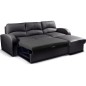 Canapé d'angle convertible en cuir de luxe italien , 4 places VALINO, noir, angle droit Canapé d'angle convertible en cuir de luxe italien , 4 places VALINO, noir, angle droit