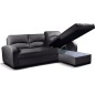 Canapé d'angle convertible en cuir de luxe italien , 4 places VALINO, noir, angle droit Canapé d'angle convertible en cuir de luxe italien , 4 places VALINO, noir, angle droit