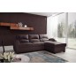 Canapé d'angle convertible en cuir de luxe italien , 4 places VALINO, chocolat, angle droit Canapé d'angle convertible en cuir de luxe italien , 4 places VALINO, chocolat, angle droit