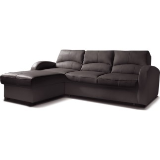 Canapé d'angle convertible - cuir luxe italien, 4 places VALINO, chocolat, angle gauche