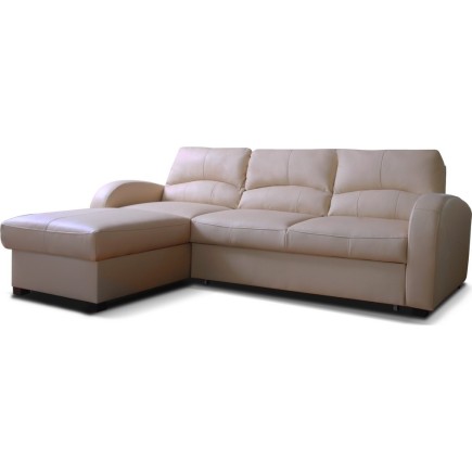 Canapé d'angle convertible - cuir luxe italien, 4 places VALINO, beige, angle gauche