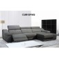 Canapé d'angle double relax en cuir EPAIS de buffle italien de luxe 5 places BiRELAX, gris foncé, angle droit, 2 relax électriqu