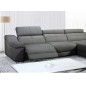 Canapé d'angle double relax en cuir EPAIS de buffle italien de luxe 5 places BiRELAX, gris foncé, angle droit, 2 relax électriqu