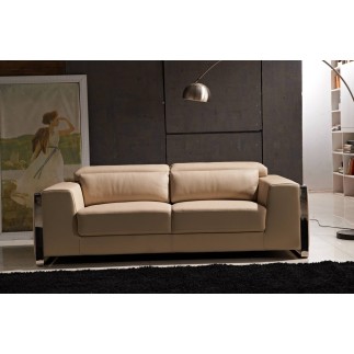 Ensemble de 2 canapés 2 places en cuir italien buffle LUXY, beige