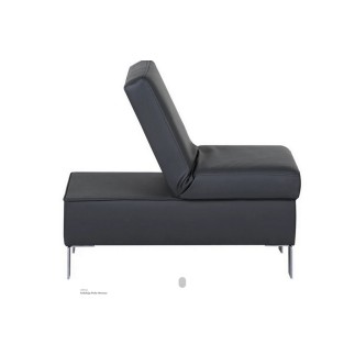 Pouf-banquette assise réglable, en cuir italien haut de gamme vachette, Monori, noir
