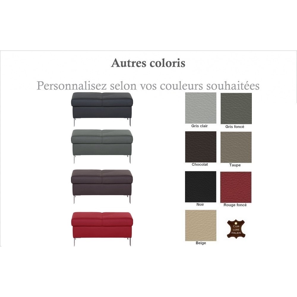 Pouf-banquette assise réglable, en cuir italien haut de gamme vachette, Monori, couleur personnalisée Pouf-banquette assise réglable, en cuir italien haut de gamme vachette, Monori, couleur personnalisée