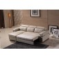 Canapé d'angle convertible - en cuir buffle italien 5 places, ALLURE, beige, angle gauche