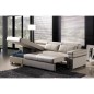 Canapé d'angle convertible - en cuir buffle italien 5 places, ALLURE, beige, angle gauche